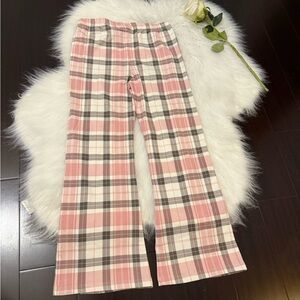 Little Lass Pink and White Casual Plaid Bottoms